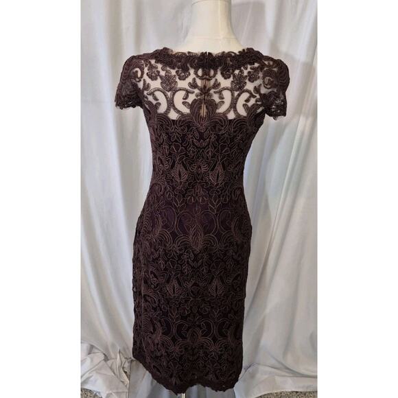 Tadashi Shoji Womens Illusion Yoke Lace *IN BROWN* Cocktail Party Dress US 4 - Picture 5 of 6
